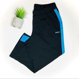 REEBOK Black w/ Blue Capri Striped Sweatpants
